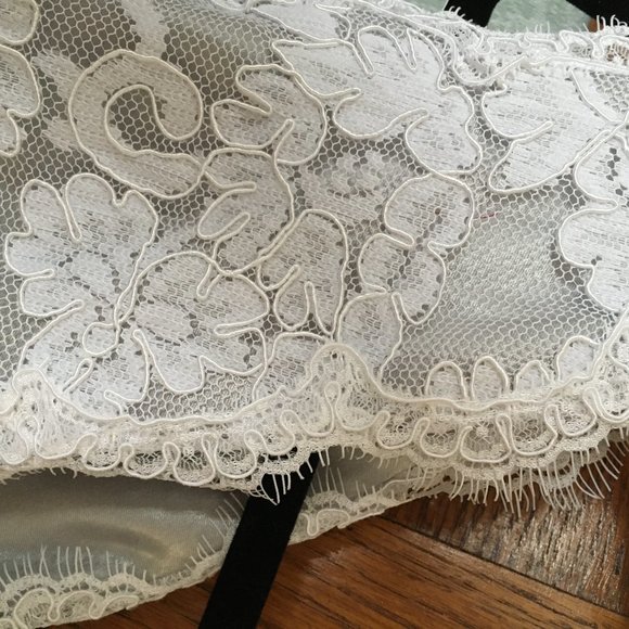 Bridal MOB Dress Silver Satin White Lace V-neck Dress Size 10 Medium - Picture 8 of 16